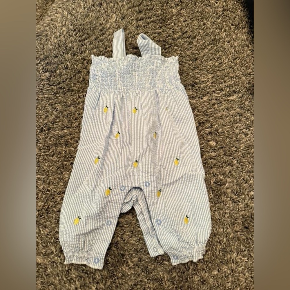 Striped Baby Romper with Yellow Accents